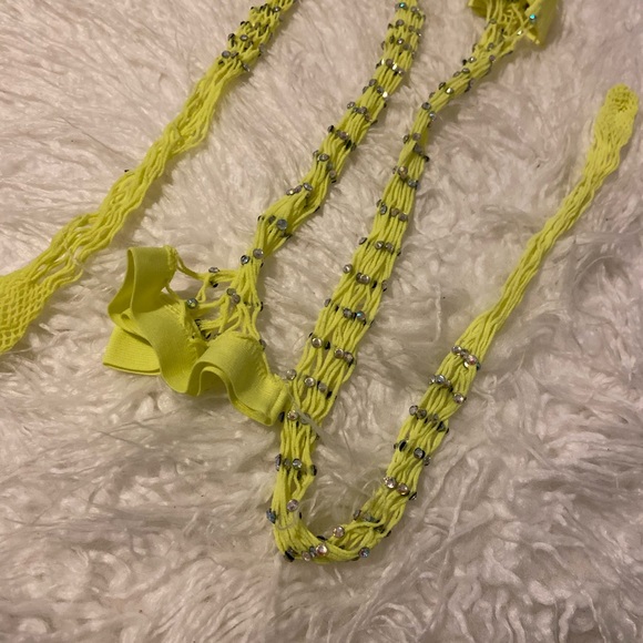 Yellow fishnet thigh high knee-high socks stocking - Picture 8 of 8